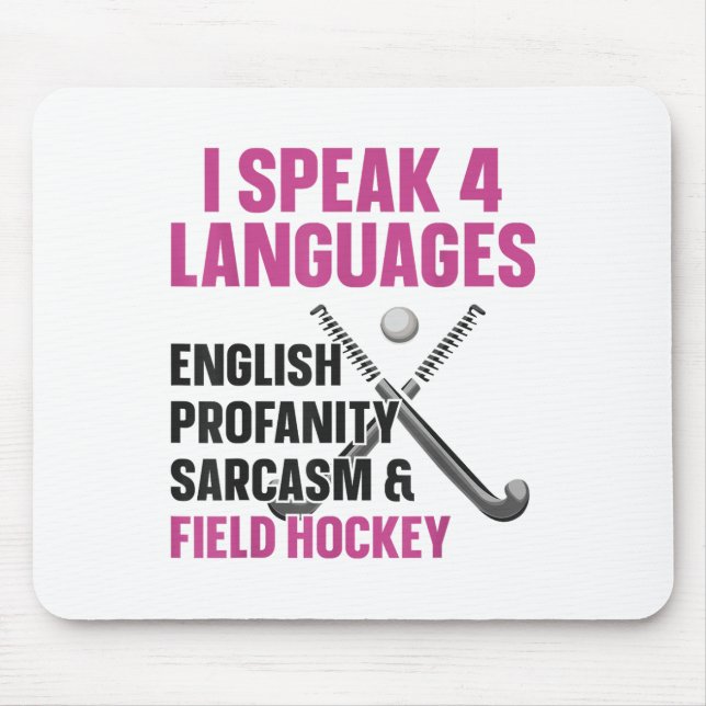 Mousepad Hóquei sobre Grama Falo 4 Idiomas Inglês Palavrões (Frente)