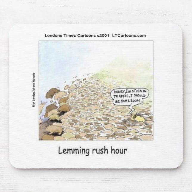 Mousepad Hora da Corrida dos Lemmings Divertido (Frente)