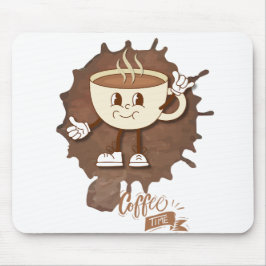 Mousepad **Hora do Café – Xícara Sorridente e Vapor 