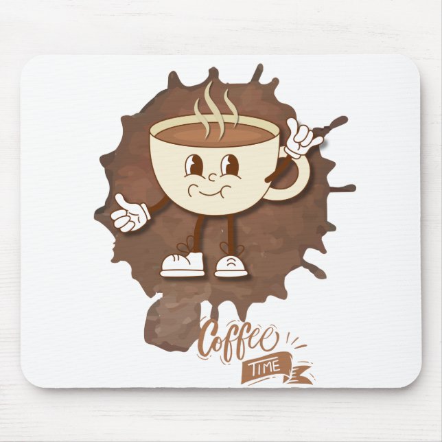 Mousepad **Hora do Café – Xícara Sorridente e Vapor  (Frente)