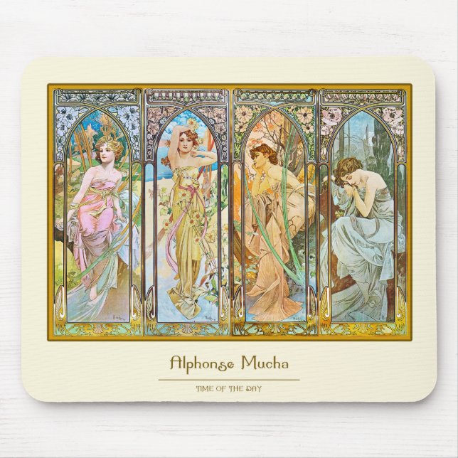Mousepad Hora do dia, Alphonse Mucha (Frente)