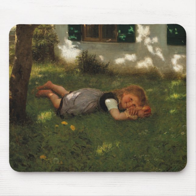 Mousepad Hora do lanche (Garota Doce Deitada na Grama) (Frente)