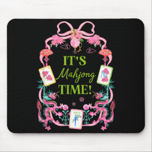 Mousepad Hora do Mahjong coquette laço estético jogador de