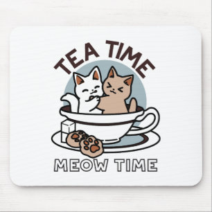 Mousepad Hora do Tea Meow - Design de Gato e Chá