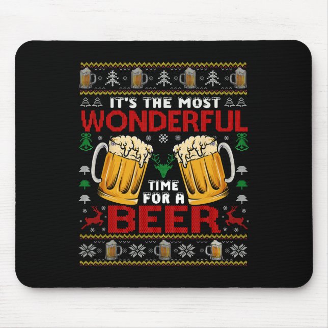 Mousepad Hora Maravilhosa Para Uma Beer Feia De Natal (Frente)