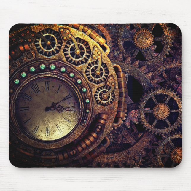 Mousepad Horário Steampunk Gears Dark (Frente)