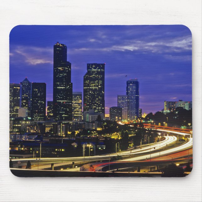 Mousepad horizonte de Seattle, Washington à noite (Frente)