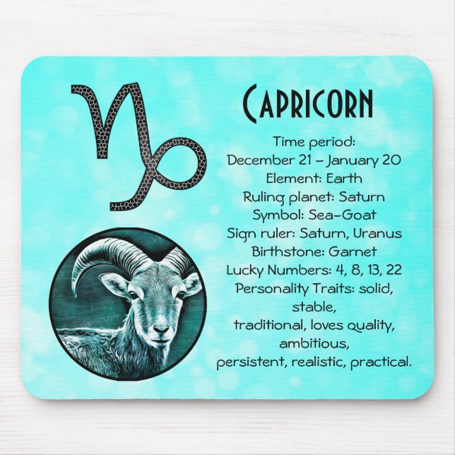 Mousepad Horoscópio - Sinal Capricórnio Zodiac Traços Anive (Frente)