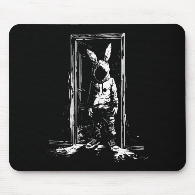 Mousepad Horror Bunny Mask Man Rabbit Alt Gótico Slasher Cr (Frente)