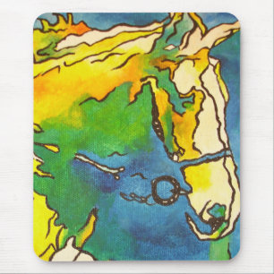 Mousepad "Horse and Bridle Colorful Black Outline Art" #ho