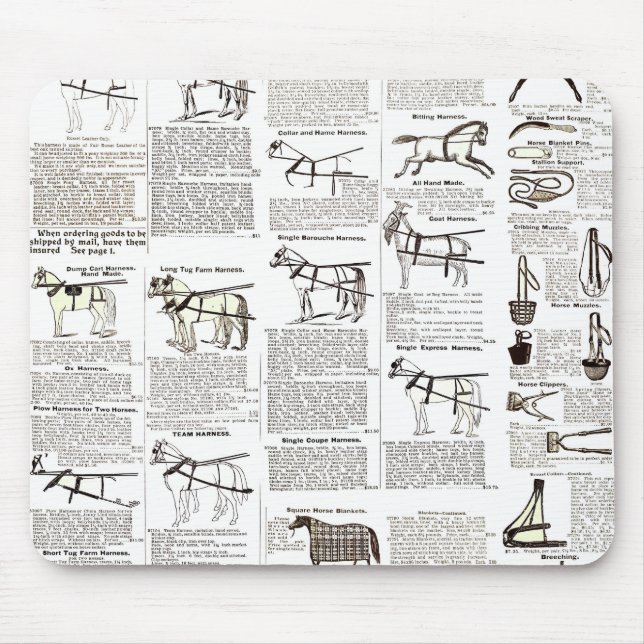 Mousepad Horse Antique Advertising Newpaper Art (Frente)
