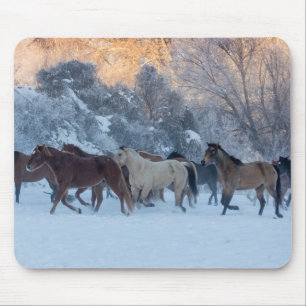 Mousepad Horse Drive in Winter on Hideout Ranch