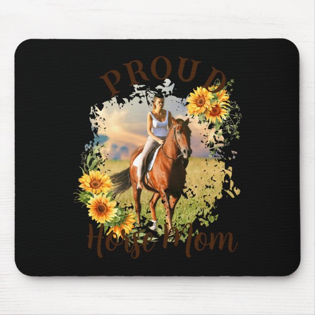 Mousepad Horse Pet Photo Text Sunflower Accent T Shirt  (Frente)