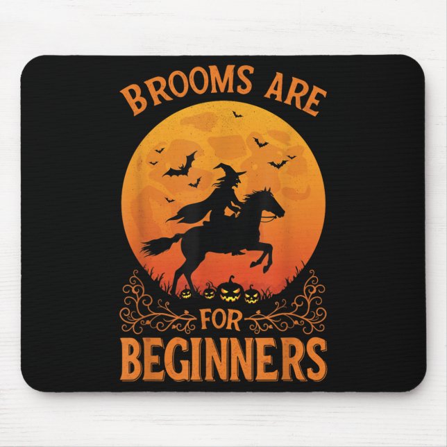 Mousepad Horse Rider Halloween Equestrian Brooms Are For Be (Frente)