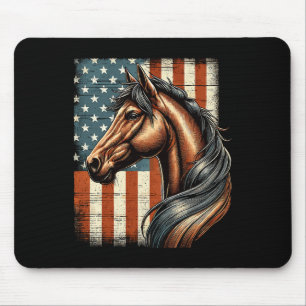 Mousepad Horseback Andando Fazenda Ocidental Bandeira Ameri