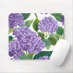 Mousepad Hortênsia Roxa Aquarela Floral Costeira