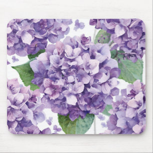 Mousepad Hortênsia Roxa Aquarela Floral Lavanda Flor