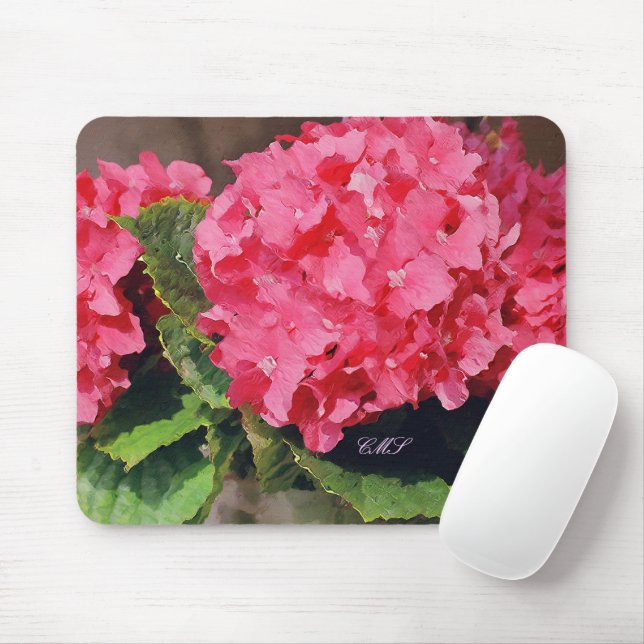 Mousepad Hortênsias Rosa (Com mouse)