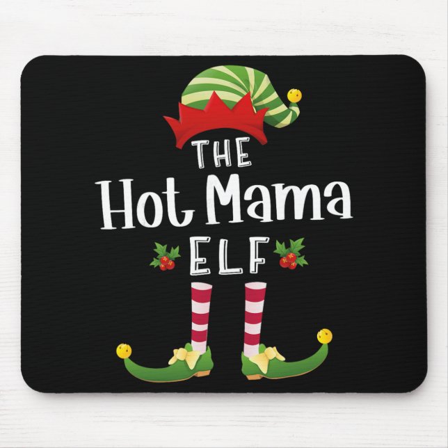 Mousepad Hot Mama Christmas Elf Matching Pajama X-mas Party (Frente)