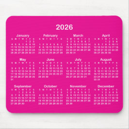 Mousepad Hot Pink and White 2026 Calendar