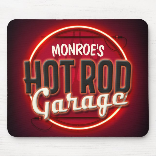 Mousepad Hot Rod Flames Nome Personalizado Garagem Personal (Frente)