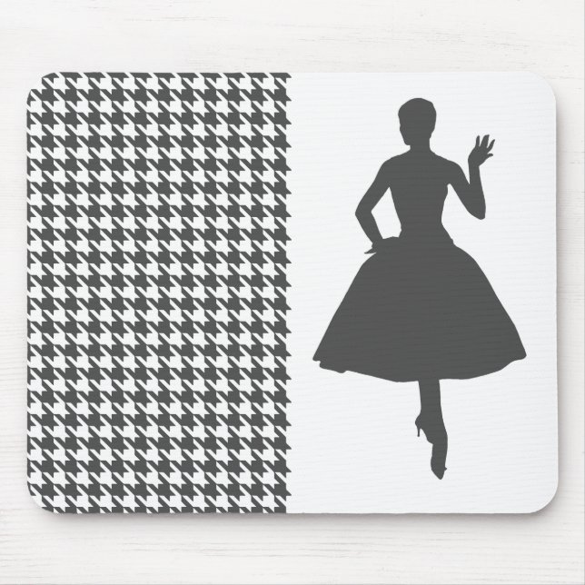 Mousepad Houndstooth Moderno com Fashion Silhouette (Frente)