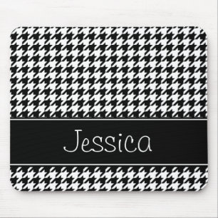 Mousepad Houndstooth preto e branco formal personalizado
