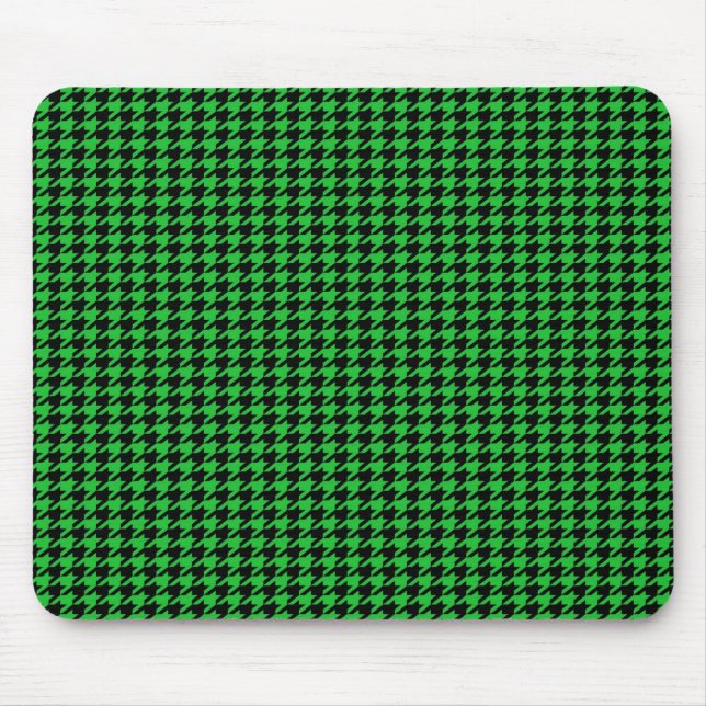 Mousepad Houndstooth preto no verde (Frente)