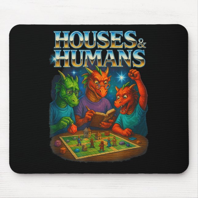 Mousepad Houses And Humans Funny Gaming Rpg Gamers Men Wome (Frente)