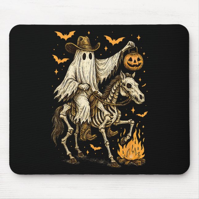 Mousepad Howdy Cowboy Ghost Pumpkin Andando Skeleton Cavalo (Frente)