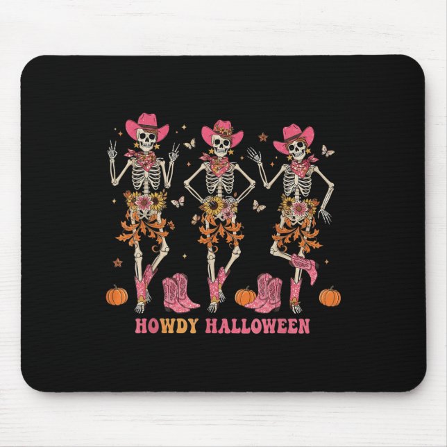 Mousepad Howdy Western Skeleton Cowgirls Dancing Halloween  (Frente)