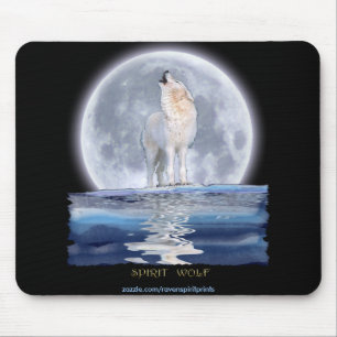 MOUSEPAD HOWLING WHITE WOLF & ALASKA MOON