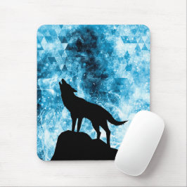 Mousepad Howling Winter Wolf Snowy Blue SmoAbstrato