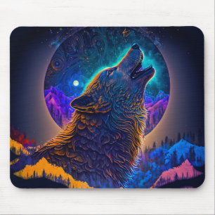 Mousepad Howling Wolf Surreal Fantasy