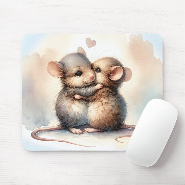 Mousepad Hug do rato Watercolor (Com mouse)