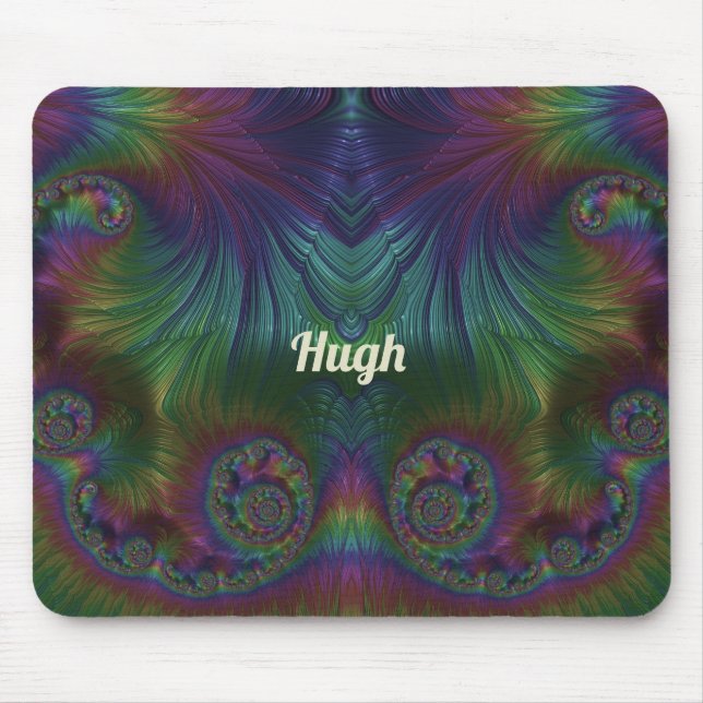 Mousepad HUGH ~ Amarelo Aqua e Design azul (Frente)