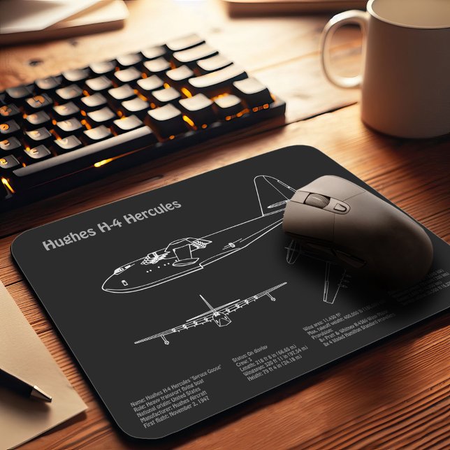 Mousepad Hughes H-4 Hércules Spruce Goose - Planos de Avião (Criador carregado)