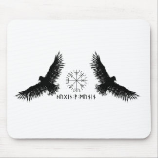 Mousepad Hugin & Munin | Vegvisir | Odins Raben | schwarz