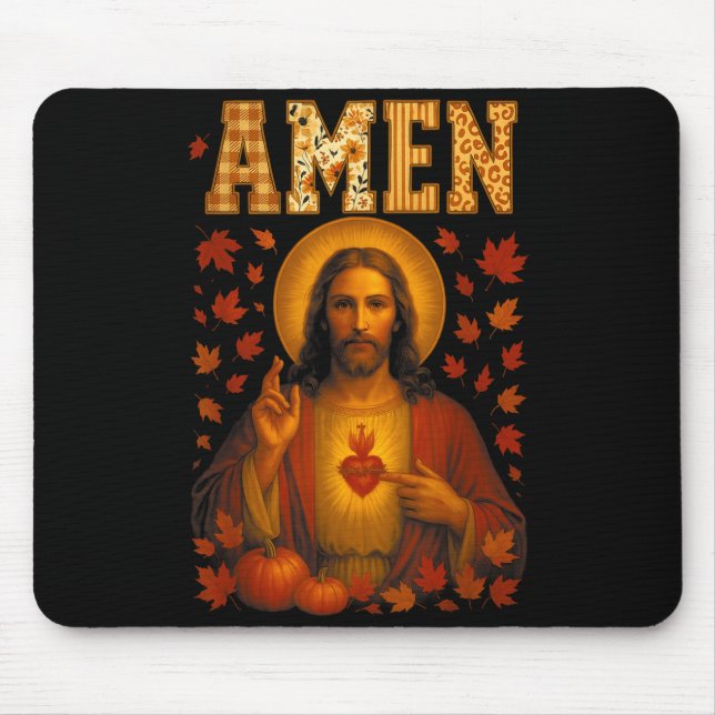 Mousepad Hugvyn Amen Fall Jesus Christian Bible Verses Than (Frente)