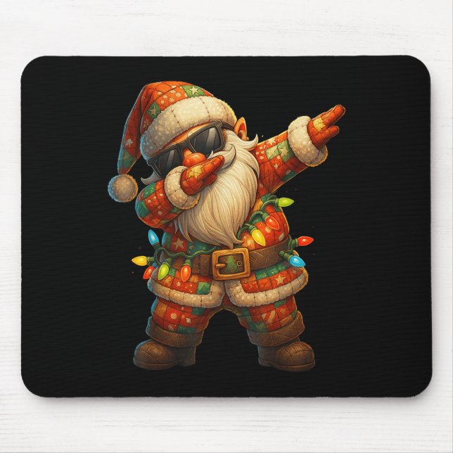 Mousepad Hugvyn Christmas_ Patchwork Dabbing Papai Noel Xm (Frente)