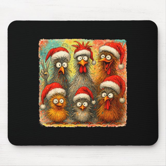 Mousepad Hugvyn Christmas Santa Chicken Crazy Eagerlys Roos (Frente)