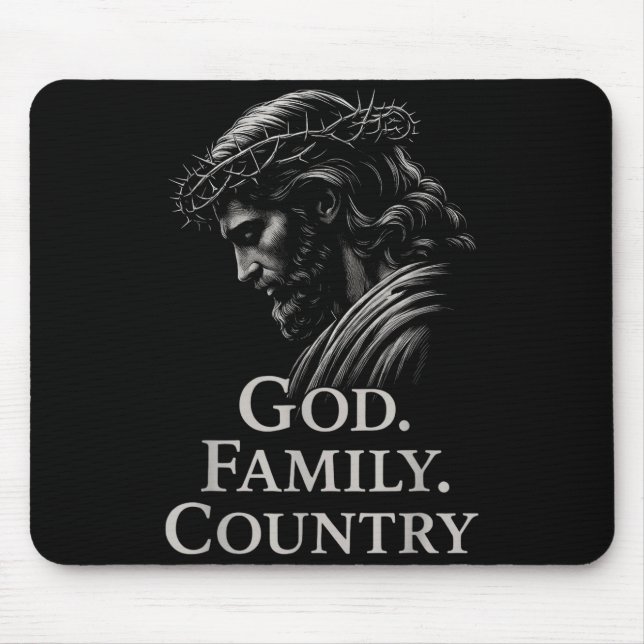 Mousepad Hugvyn God Family Country Jesus Christian Faith Mi (Frente)