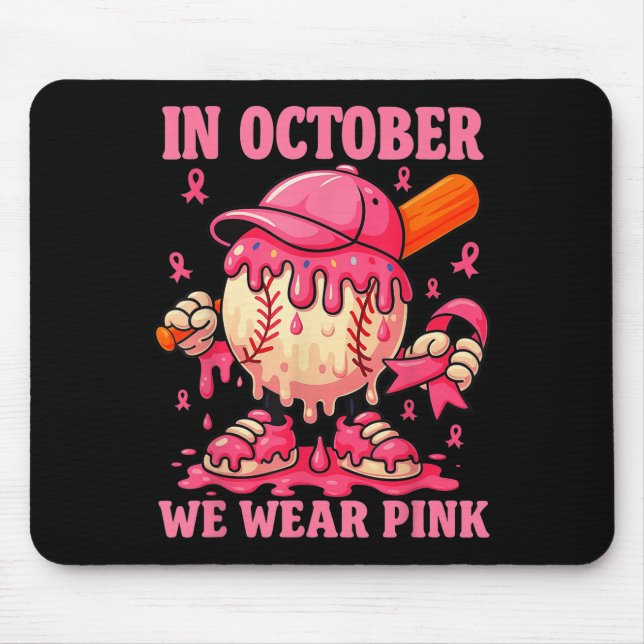 Mousepad Hugvyn Nós Vestimos Cancer Rosa De Mama Baseball C (Frente)