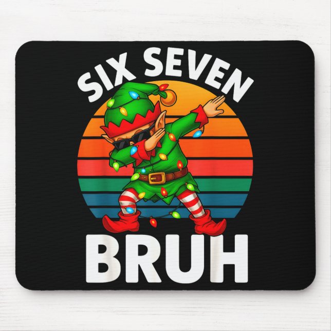 Mousepad Hugvyn Six Seven 6 7 Meme Dabbing Elf Merry Christ (Frente)