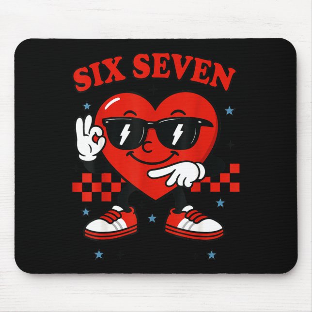 Mousepad Hugvyn Six Seven Heart 6 7 Meme Boy Girl Funny Val (Frente)