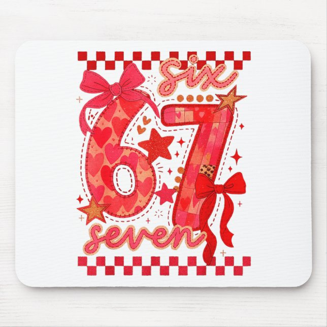 Mousepad Hugvyn Six Seven Valentine 6 7 Meme Checkered Coqu (Frente)