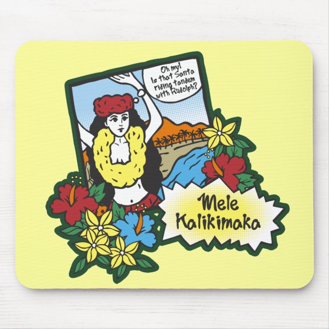 Mousepad Hula Girl Mele Kalikimaka Cartoon de Natal no Hava (Frente)