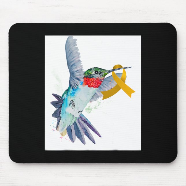 Mousepad Hummingbird e Cancer de infância Dourado da Faixa  (Frente)