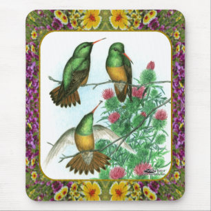 Mousepad Hummingbird e Flores #1