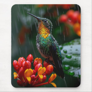 Mousepad Hummingbird Emperrado na Flor Brilhante